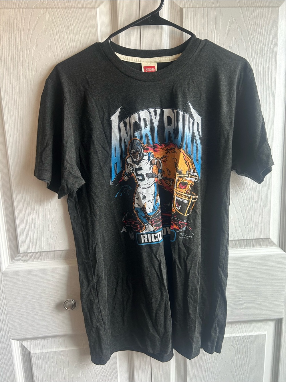 RARE Homage “Angry Runs” Rico Dowdle Carolina Panthers T-Shirt - Size Medium
